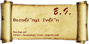 Bozsányi Iván névjegykártya